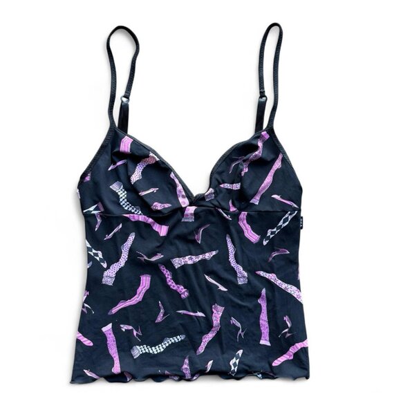 Vintage Moschino Lingerie Top with Heels and Socks Print. - Picture 1 of 3